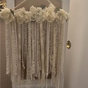 Shabby Chic Lace & Ribbon Banner Wall Hanging Decor